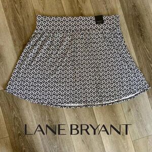 NWT Lane Bryant Skirt Elastic Waist Black White Geometric Print Women's 22/24